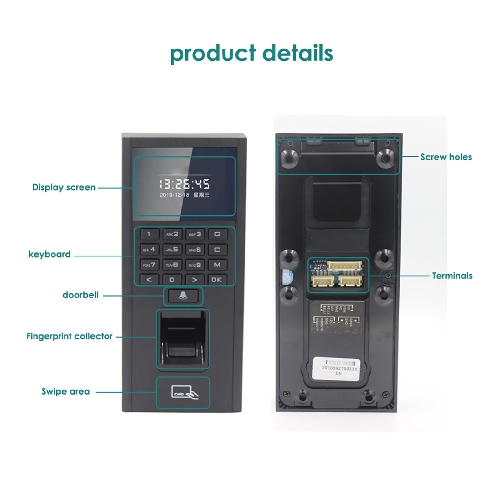 Impronta digitale biometrica 125Khz + 13,56Mhz RFID di tastiera di controllo accessi USB elettronico Registratore di presenze(D9)