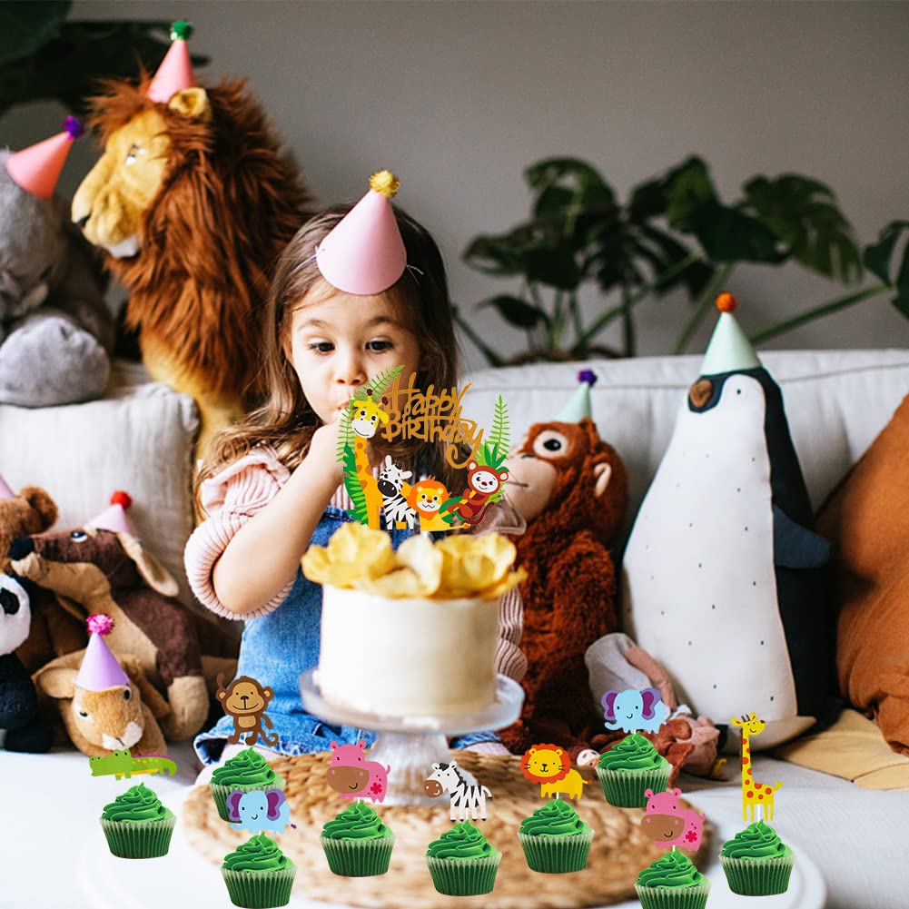 15 Tier-Cupcake-Toppers Für Dschungel-Party – Inkl. Papierstäbchen Zum Dekorieren