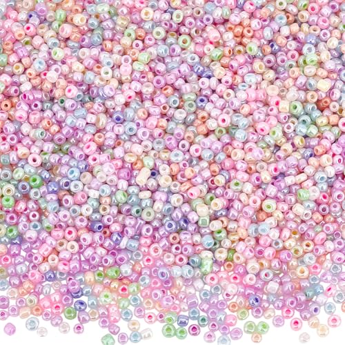 PandaHall Elite 2000 Uds 8/0 3 mm cuentas de semillas de vidrio redondas con 1 mm de agujero para fabricación de joyas de pulsera, colores mezclados