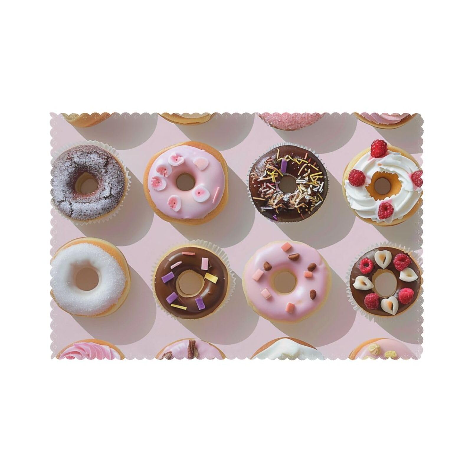 Cupcakes Donuts Muffins Sugar Printed Placemat Heat Resistant Place Mats Set of 6 PCS Washable Kitchen Table Mats, 12x18 Inch