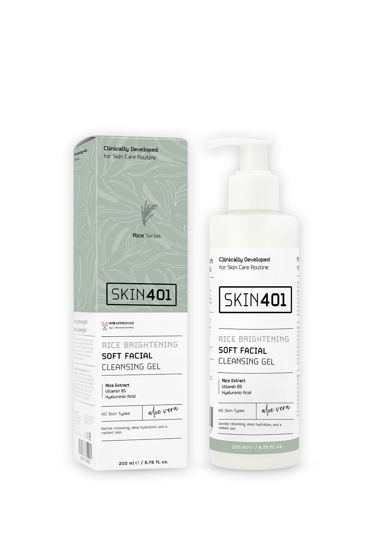 SKIN401 Pirinç Özlü Aydınlatıcı Yüz Temizleme Jeli 200ml