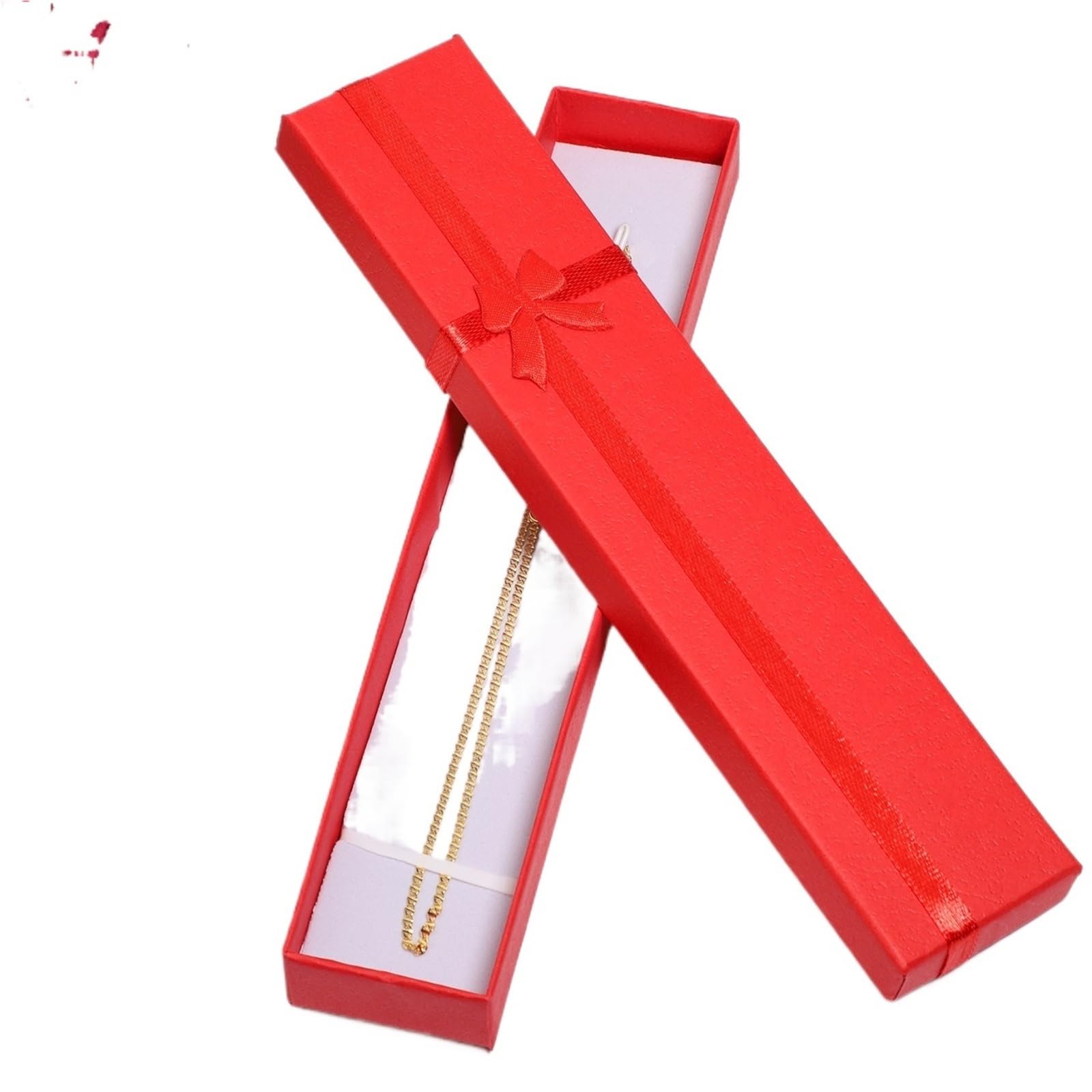 Qvorlth Small Gift Boxes 12PCS Elegant Bowknot Jewelry Box Earring Necklace Storage Paper Display Gift(Red 21x4x2cm)