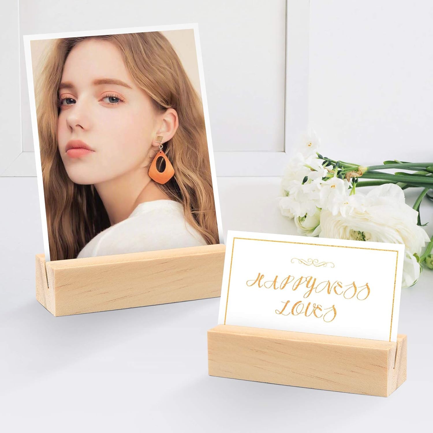 Farnirvana 10 Pezzi portacarte in legno, segnaposto in legno di faggio, Porta Menu da Tavolo, Portacarte di Posizione, per Ristoranti Matrimoni Banchetti Feste Celebrazioni