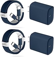 Vista 35 de Cargador para teléfono 17, 16, 15 Pro, carga rápida, 20 W, USB C, bloque de carga rápida con cargadores tipo C de 10 pies de largo, cable de carga