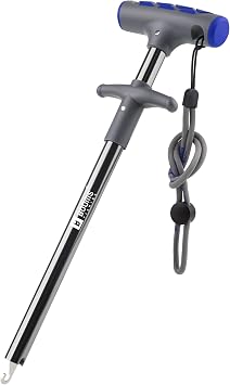 Booms Fishing Hook Remover Tool 9.6" Squeeze-Out Fish Dehooker for Saltwater and Freshwater, Quick Release Aluminium Fish Hook Extractor with Lanyard, Fishing Tools for Men, XW20