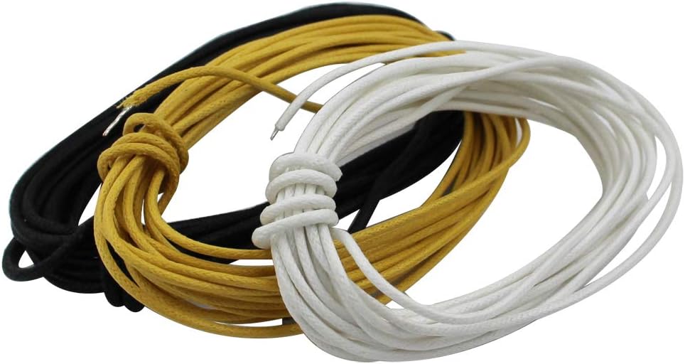 Guyker Cloth-Covered Braided Guitar Wire - 15 Feet (5-white/5-black/5-yellow) Electrics Vintage-Style Pushback Guitar Wire