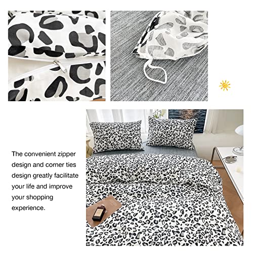 Aojim Animal Leopard Duvet Cover Cheetah Print Bedding Set 100% Cotton Quilt Cover Black And White Comforter Cover 1 Queen Size Duvet Cover 2 Pillowcases (No Comforter) #TOP2