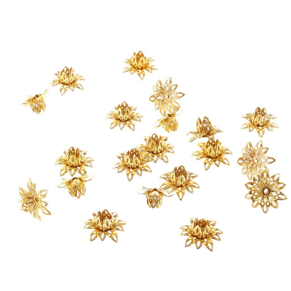 Amazon.co.jp: Homyl 4色選べ 20個 蓮の花 ビーズキャップ ジュエリー 