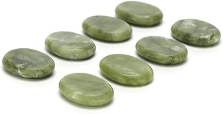 Windfulogo 8Pcs Professional Small Massage Hot Stone Set Natural Green Jade Heated Stones Warmer Rock Spa, Massage Therapy 1.18 x 1.57 x 0.31in(3x4x0.8cm)