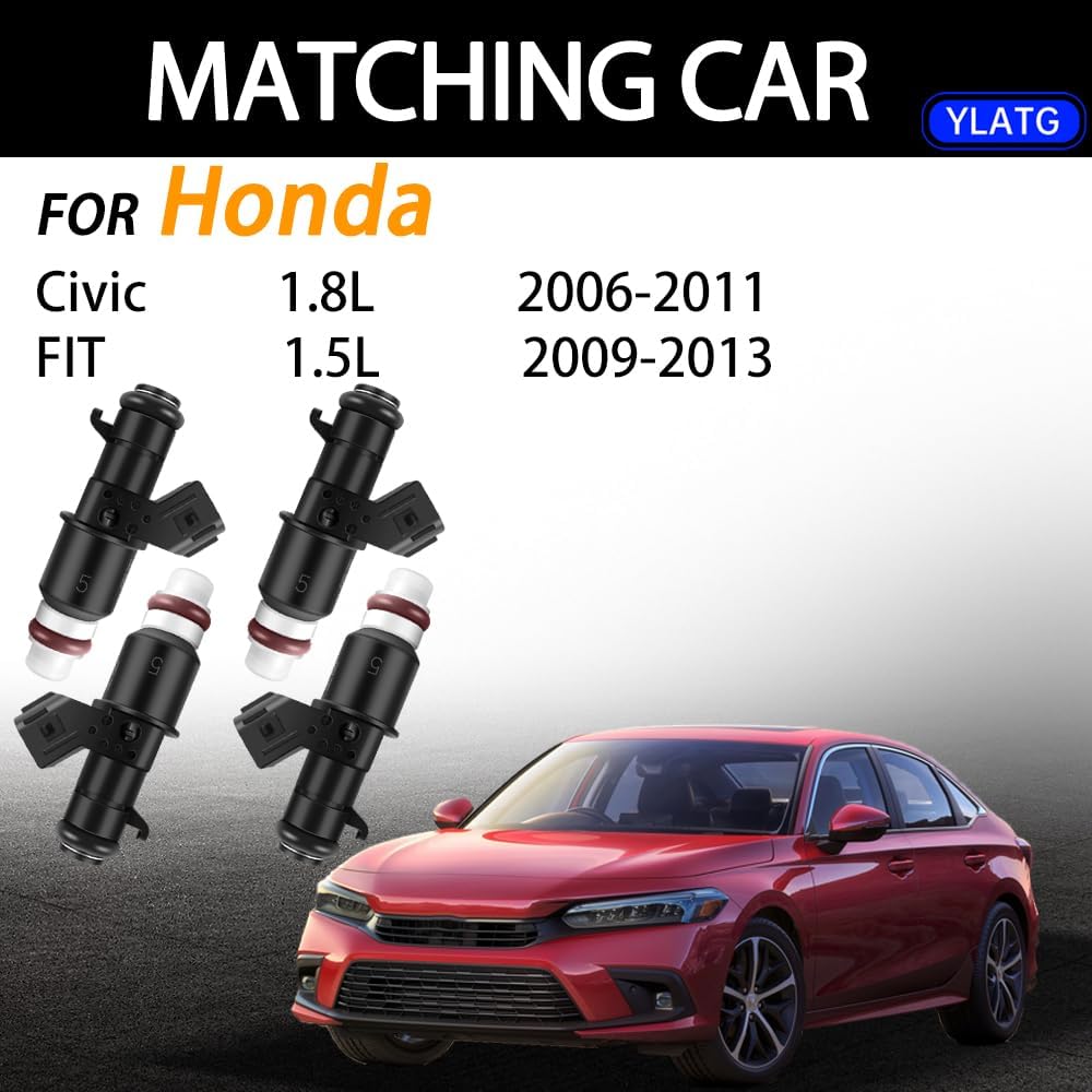 8 Holes Fuel Injector for Honda 2006-2011 Civic 1.8L,2009-2013 FIT 1.5L 16450RNAA01 FJ785 4pcs