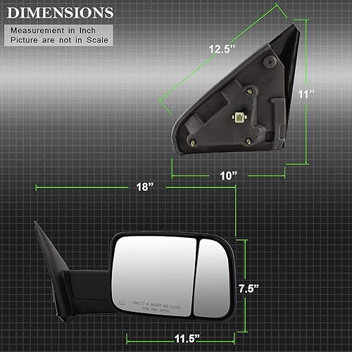 Miniatura 8 de ACANII - Para Dodge Ram 1500 2500 3500 2002-2008 estilo 2009 Juego de espejos telescópicos de remolque con señal LED calentada