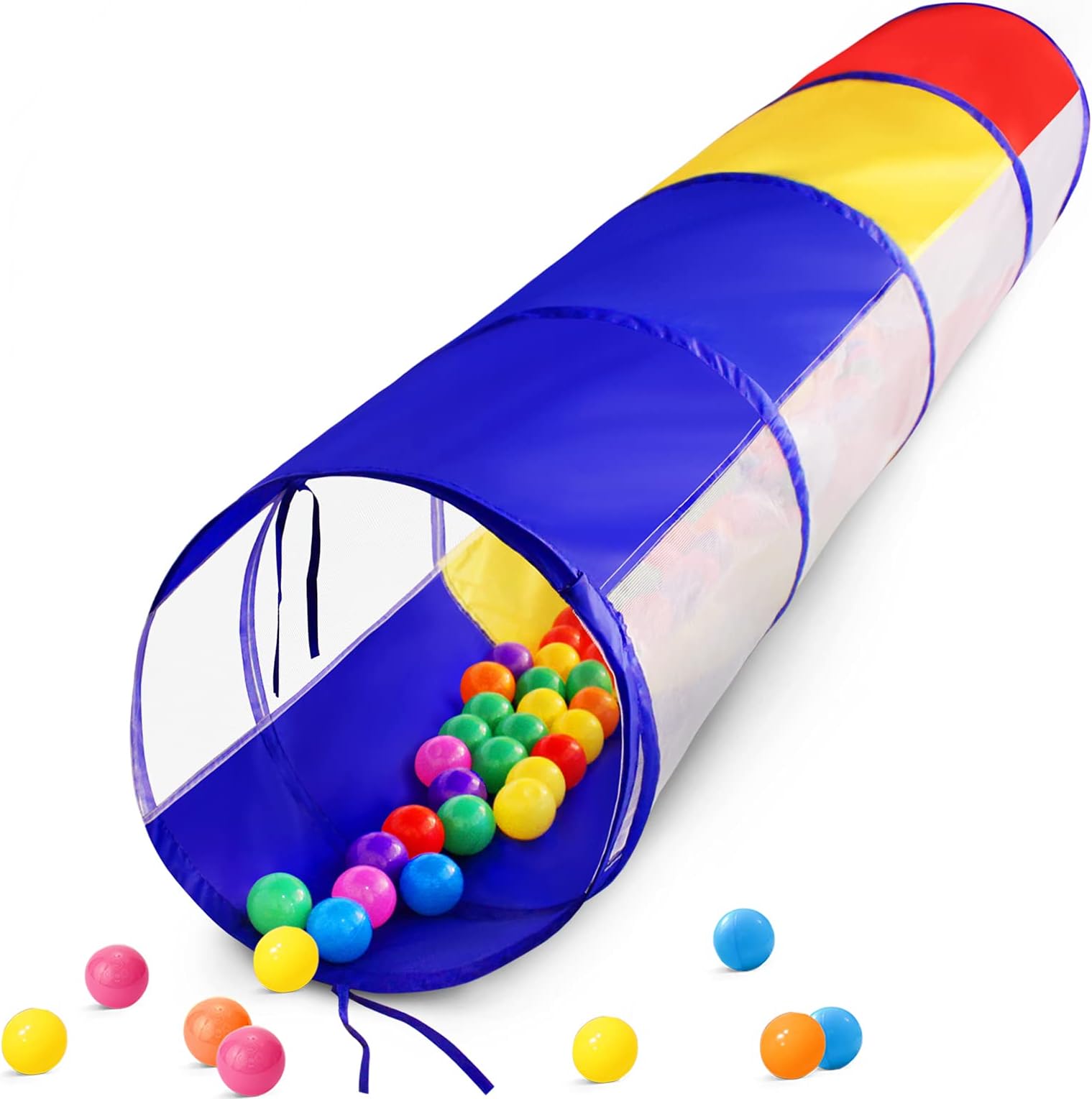 Kids Play Tunnel for Toddlers, Pop Up Crawl Through Tunnel Play Tent for Baby Infant Children or Dog with 2 Mesh Sides, Kids Tunnel Toys or Gift Indoor & Outdoor (Colorful Mesh Crawling Tunnel)