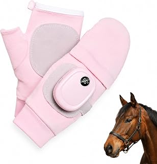 Wireless Heated Equestrian Gloves for Women – Warm Hands for Winter Horse Riding & Barn Work, Dual-Sided Heat, 3 Levels, Magnetic Flip-Finger Cover, USB-C Rechargeable, Pink