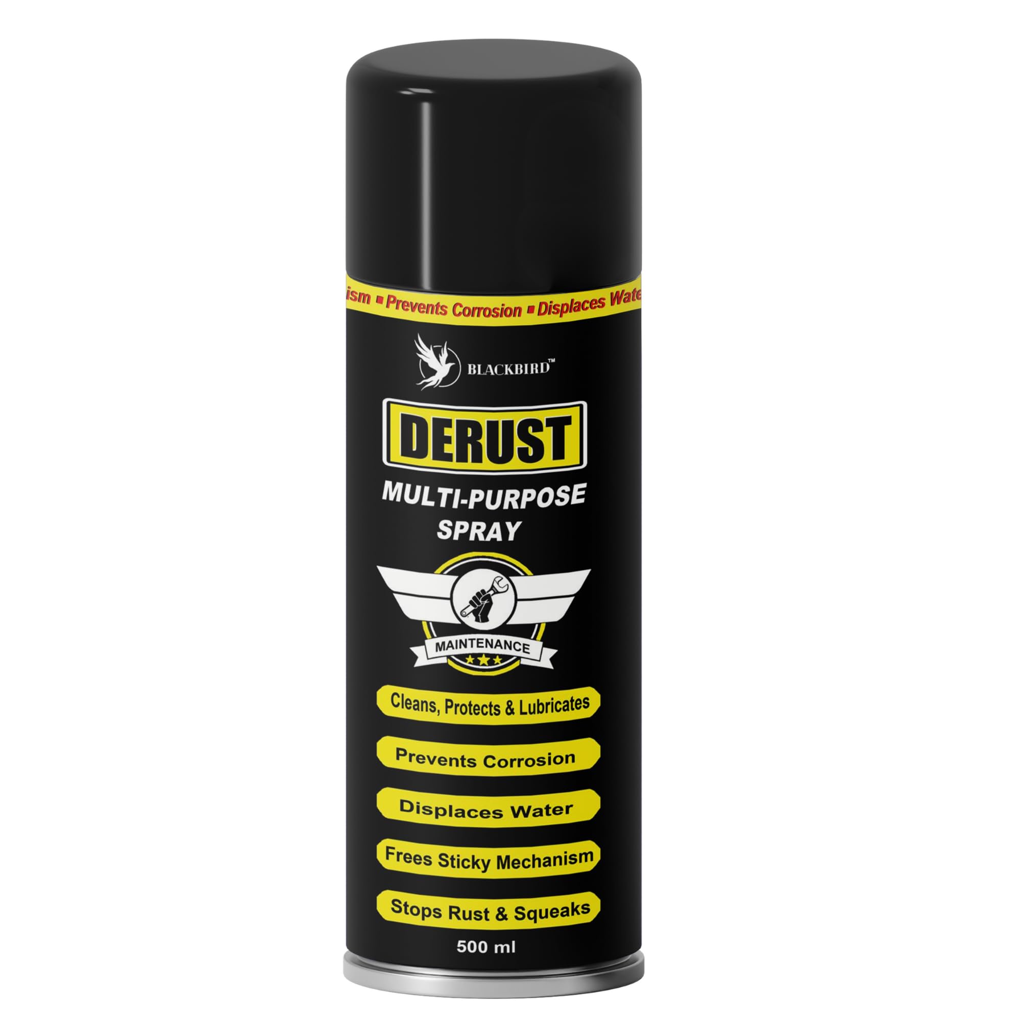 BLACKBIRD De-Rust Spray & Rust Loosener | Penetrating Oil for Rusted Nuts, Bolts & Metal Parts | Lubricates, Displaces Water & Prevents Corrosion | Multi-Purpose Maintenance Spray (500 ML)-picture-37