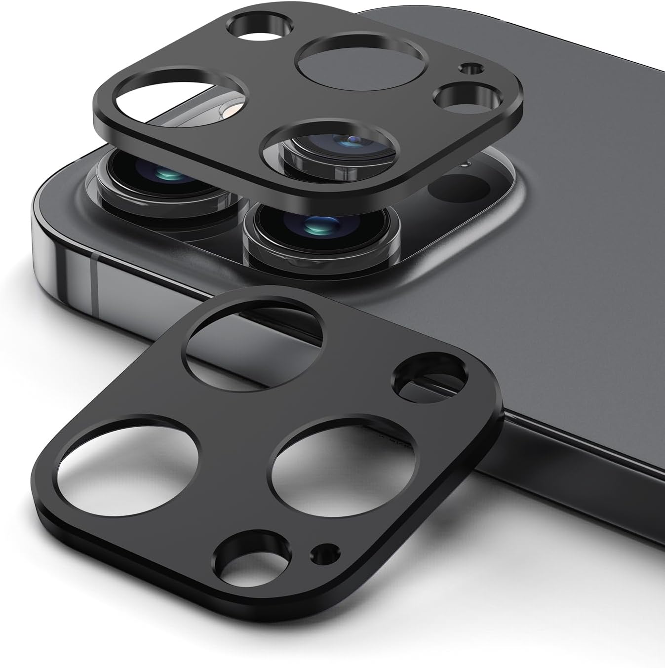 Ultra-Slim Aluminum Alloy Lens Cover for iPhone 14-16 pro - Metal Camera Bumper Frame Only -Scratch Resistant, Easy Installation, Black-red