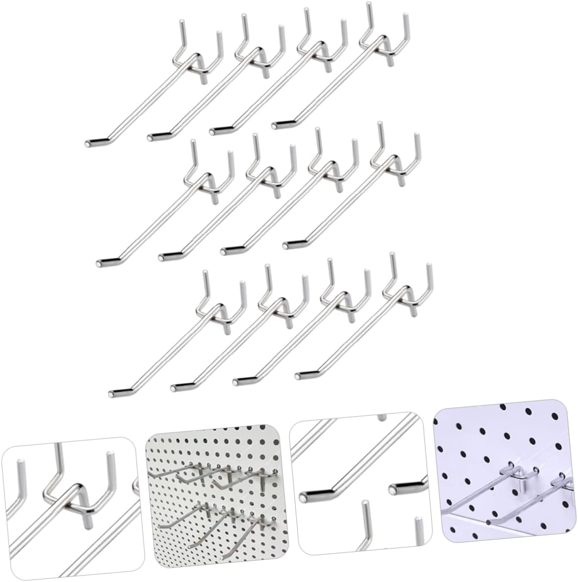 Phantasmia ペグボードフック 48個セット 鉄製 ホワイト 、耐荷重設計 錆防止コーティング オフィス収納 工具収納 家庭