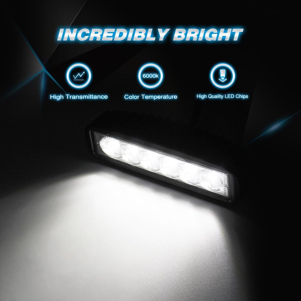 Nilight LED Light Bar 2PCS 18w Spot Driving Fog Light With 12V 5Pin Rocker Switch 16AWG Wiring Harness Kit-2 Lead , 2 Years Warranty