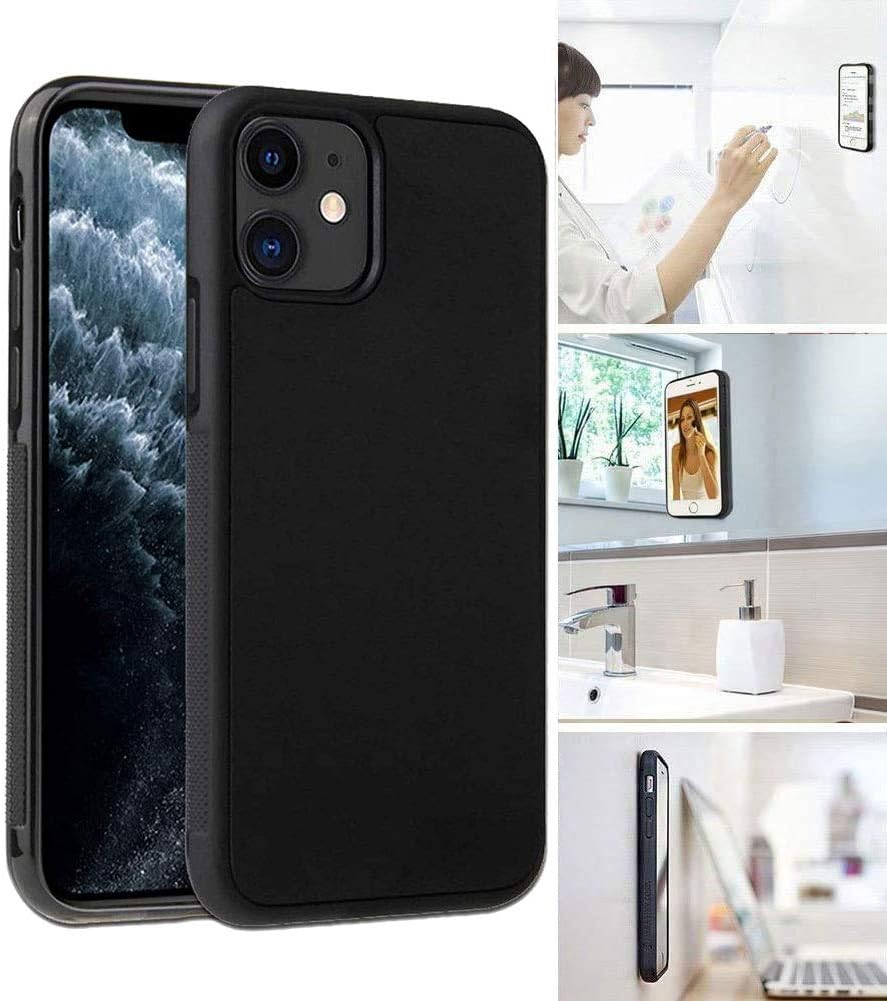 Case That Sticks to Anything Zero Gravity Phone Case for iPhone 11 Sticky Pluto Nano Suction Adhesive Black AntiGravity Case (iPhone 11)