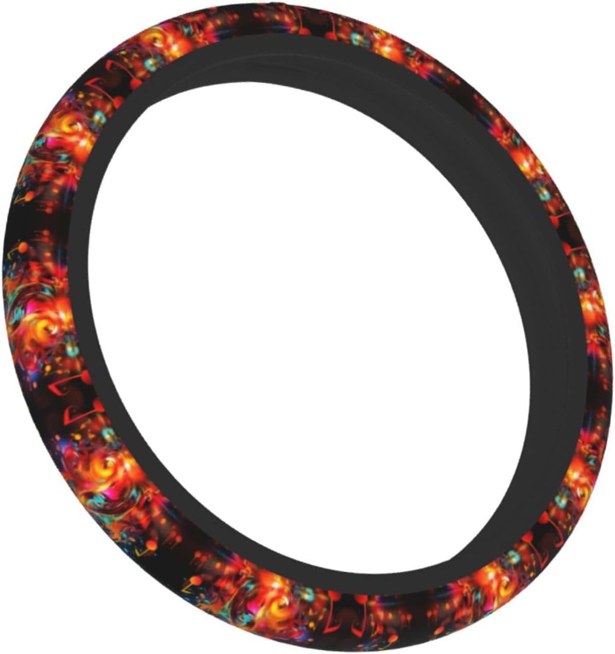 Colorful Music Clef Printed Steering Wheel Cover Elastic Stretch Car Wheel Wrap Breathable Non-Slip Steering Wheel Protector for Car Truck SUV image 2