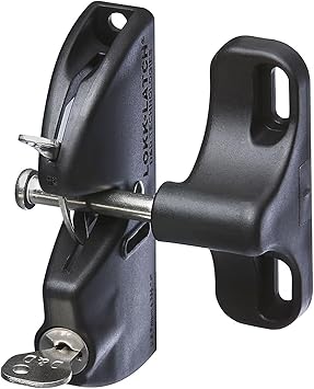 National Hardware LokkLatch N346-201 Keyed Gate Latch with Adjustable Design for Wood Metal Vinyl Gates, Black Weather-Resistant Polymer Construction, 4-9/16 in Gap Range, Pool Fence Hardware
