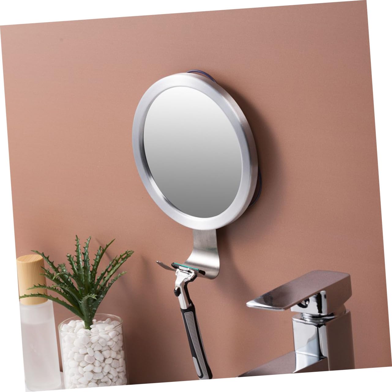 Anti Fog Duschspiegel mit Saugnapf und Haken Beschlagfrei Bohrfrei als Badezimmerspiegel zum Rasieren und Aufhängen für Dusche und Reise Geeignet