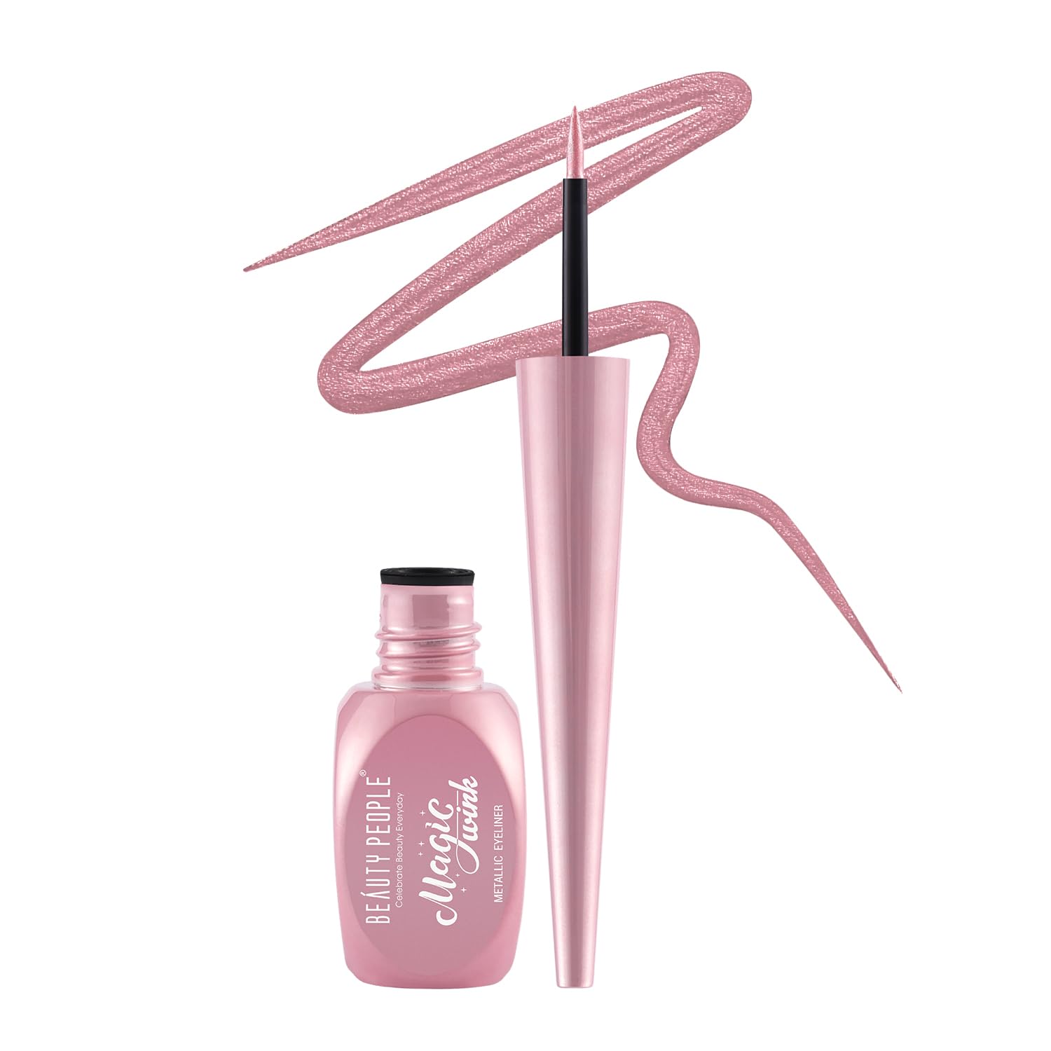 Beauty People Magic Wink Liquid Eyeliner, Waterproof, Smudge-Proof, Long-Lasting, Metallic Glitter Eyeliner for Precise Winged Look, Bold Cat Eye & All-Day Wear, 7ml (Metallic Pink, 7 ML)-image-25