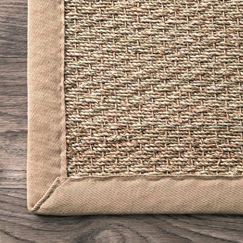 nuLOOM 2x3 Elijah Seagrass Area Rug, Beige, Solid Farmhouse Style, Cotton Bordered, Basketweave, Natural Fiber, For Bedroom, Dining Room, Living Room, Hallway, Office, Kitchen, Entryway - Image 4