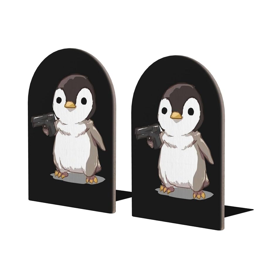 ペンギンブックスタンド Amazon.co.jp: ブックエンド 面白い ペンギン 本立て L型 2枚1組