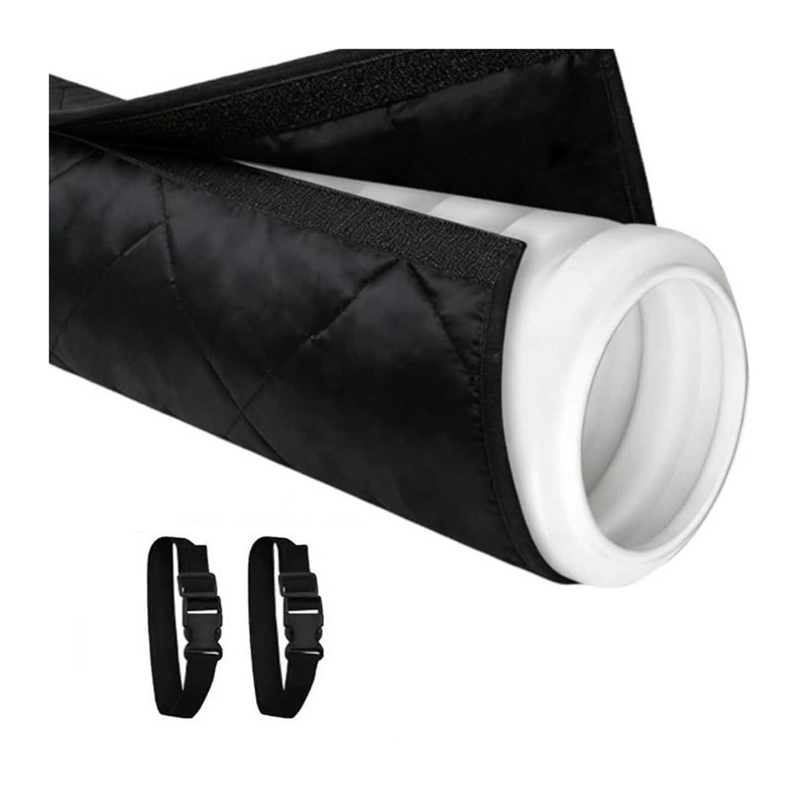 Shiketong AC Exhaust Hose Cover Adjustable Straps Air Conditioner Hose Cover Heat Insulation With 2 Buckle(Black Strap)