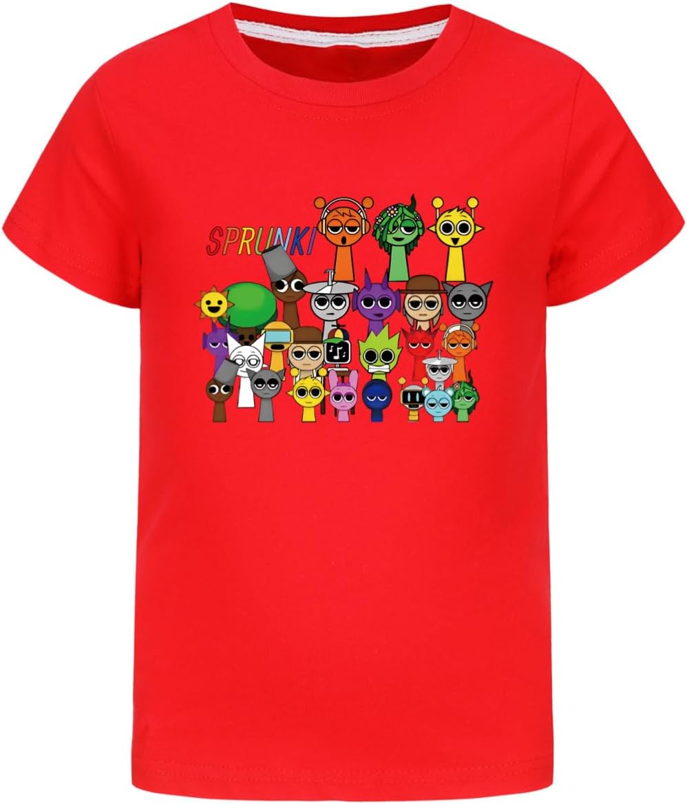 Tissu Respirant Durable T-shirt Incredibox Enfant 100% Coton - Manches Courtes Unisexe été Vêtement Décontracté école