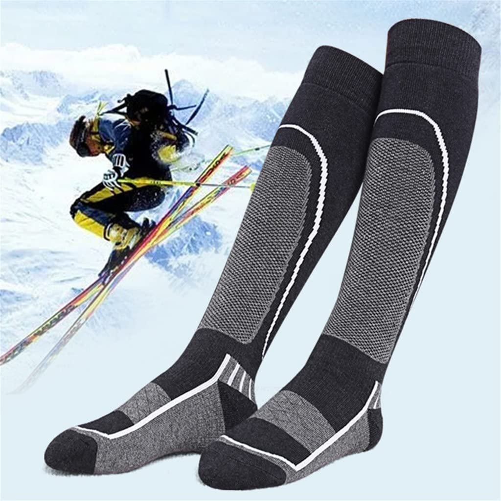 1 Paar Skisocken, Wolle, dick, thermisch, kniehoch, Winter, Snowboard, Sportsocken, Outdoor-Wandersocken (EU 35–39))