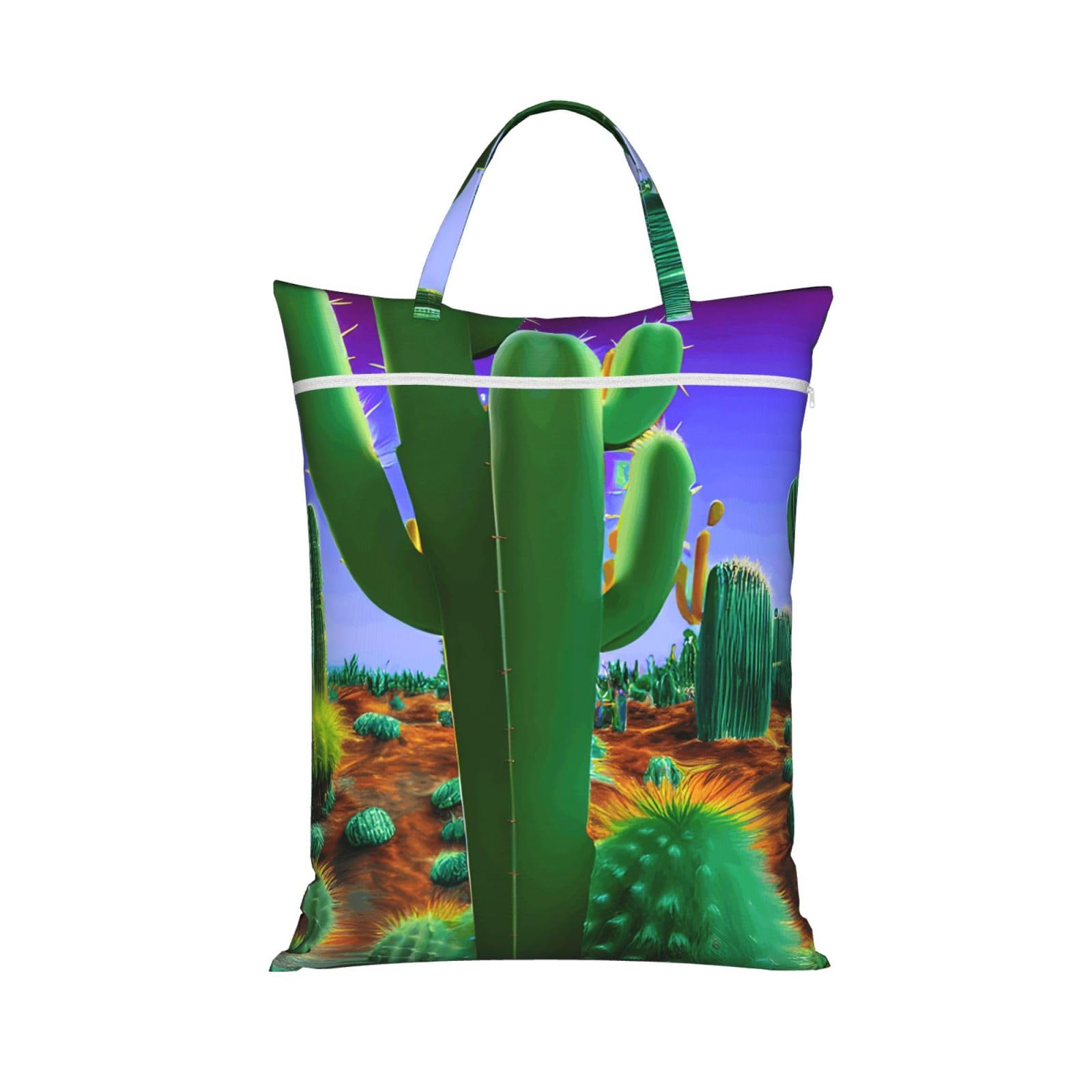 Cactus Desert Print Travel Laundry Bag Foldable Lightweight Camping Beach Dorm Weekend Getaways