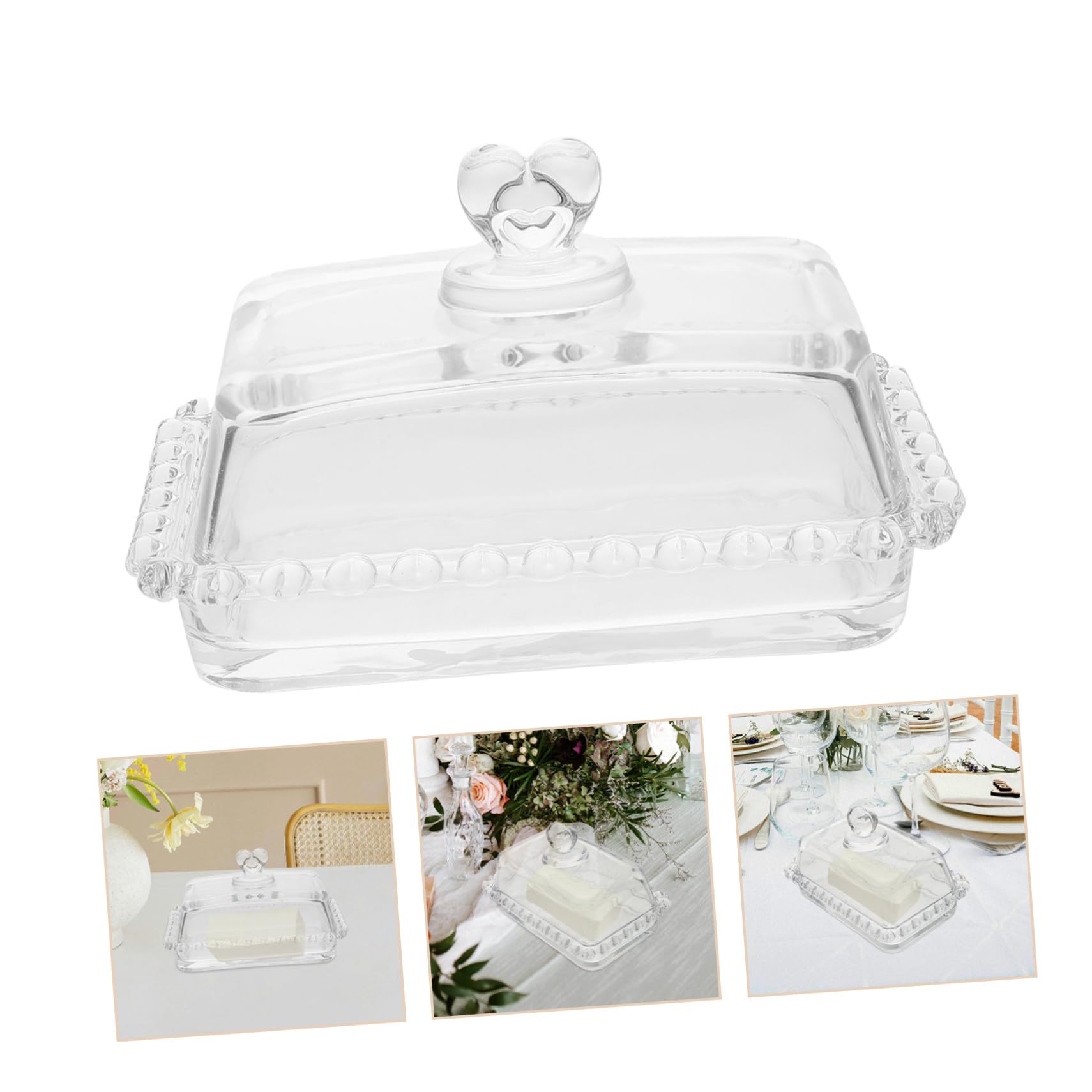 Beurrier En Verre Transparent Avec Couvercle, Plaque à Beurre Compacte, Verre Résistant, Conservation Fraîcheur, Usage Quotidien, Adapté Réfrigérateur, Modèle Cœur Design