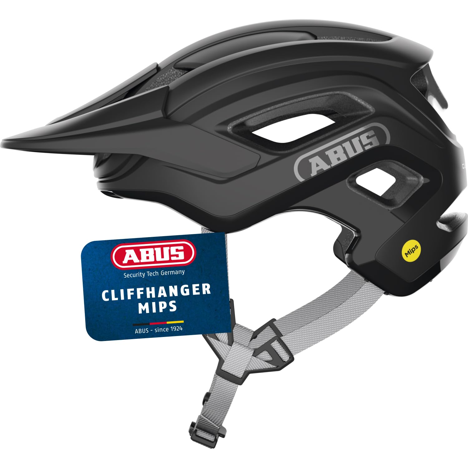 ABUS Cliffhanger MIPS Casco MTB Bicicleta de Montaña, Muted Black, L | Casco MTB con protección Mips, Singletrail y Enduro, cierre magnético, visera ajustable en altura