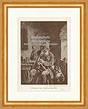  Anton Müller E 19969 Préparation à la chasse Pipe chasseur Gravure sur bois Encadrée