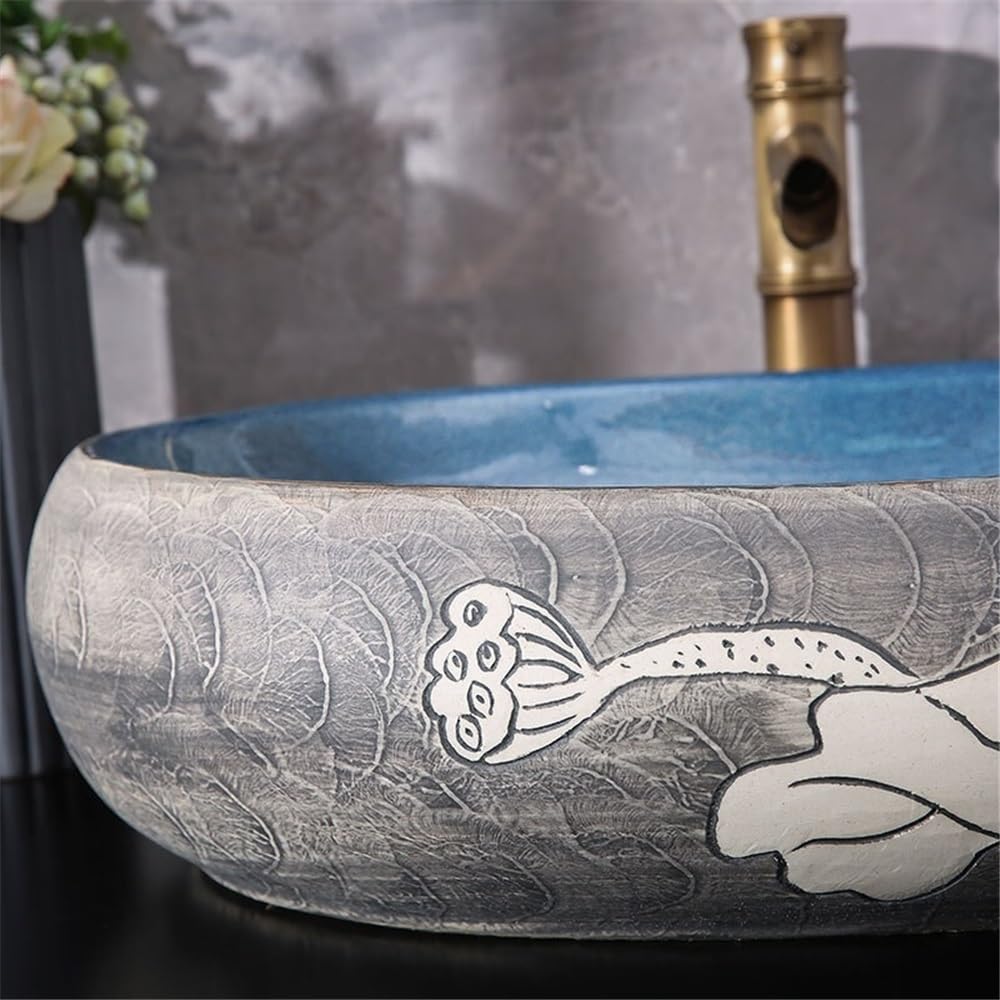 Umywalka Nablatowa Do Łazienki Umywalka Nablatowa Do Łazienki W Stylu Retro Umywalka Nablatowa Ceramiczna Umywalka Artystyczna Umywalka Nablatowa