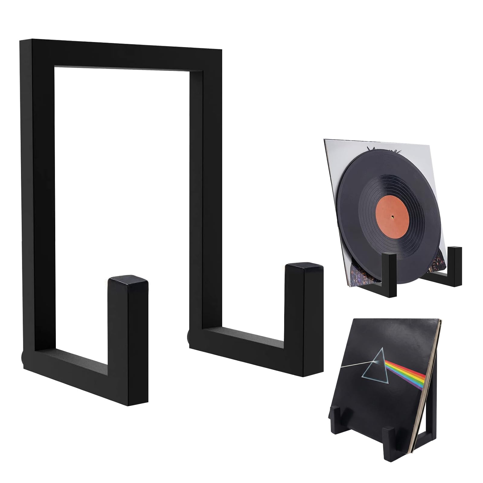 Lirynox Vinyl Record Holder Display Stand, 8 Inch Vinyl Record Storage Holders, Metal Album Frames Rack for Vinyl Records Lp Display Picture Plate Photo Easel (Black)