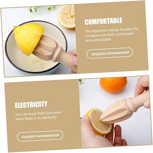 Miniatura 4 de Exprimidor de limón de madera natural, herramienta de cocina manual, mango ergonómico, escariador de cítricos de mano para extracción de jugo
