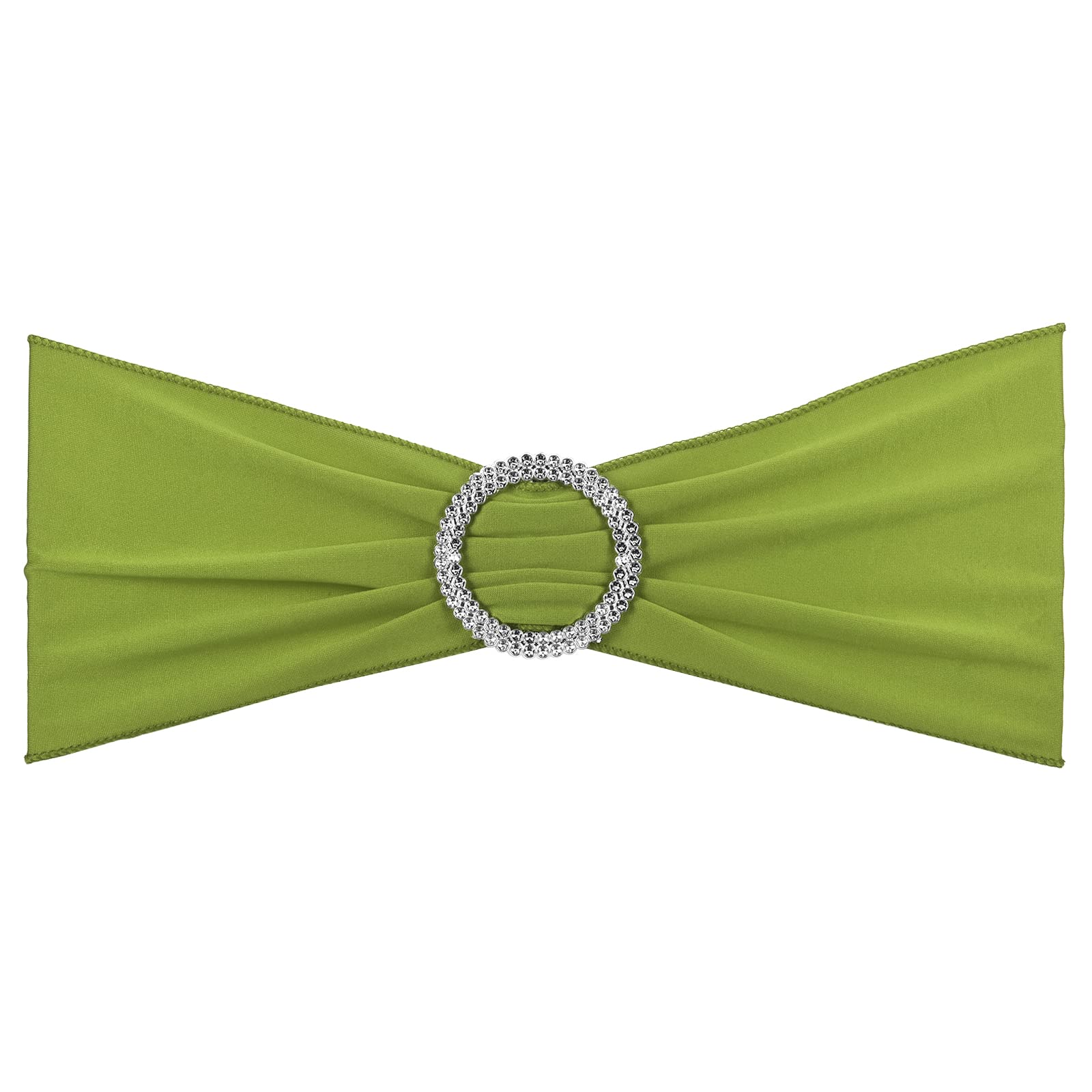 PATIKIL 13" x 5" Stretch Chair Sashes Bows, 10 Pack Elastic Chair Bands Sashes with Buckle Slider for Wedding Banquet Decorations Green