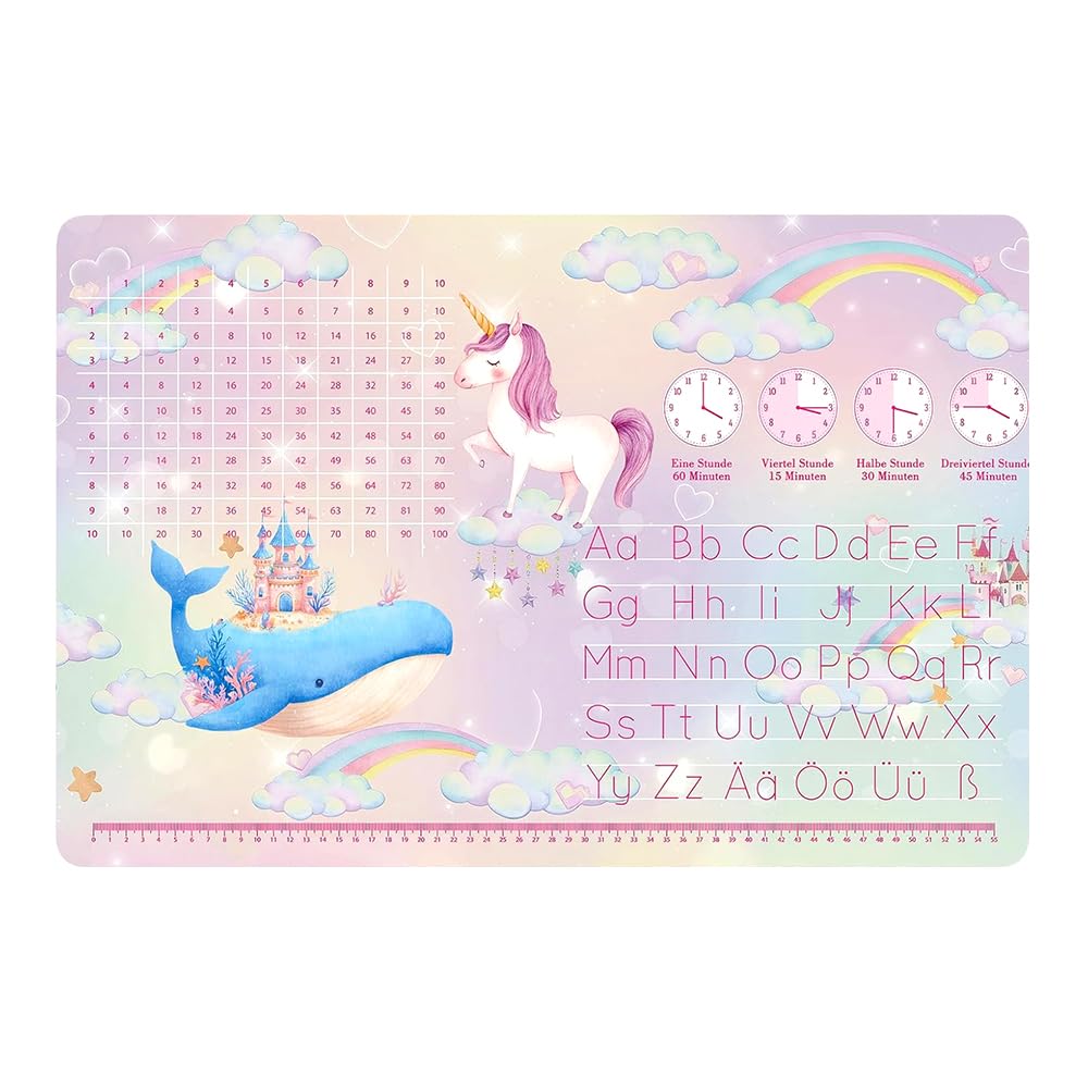 Sottomano in Pelle per Bambini Ragazze Unicorno, Pad per Ufficio Rosa, 60x40 cm