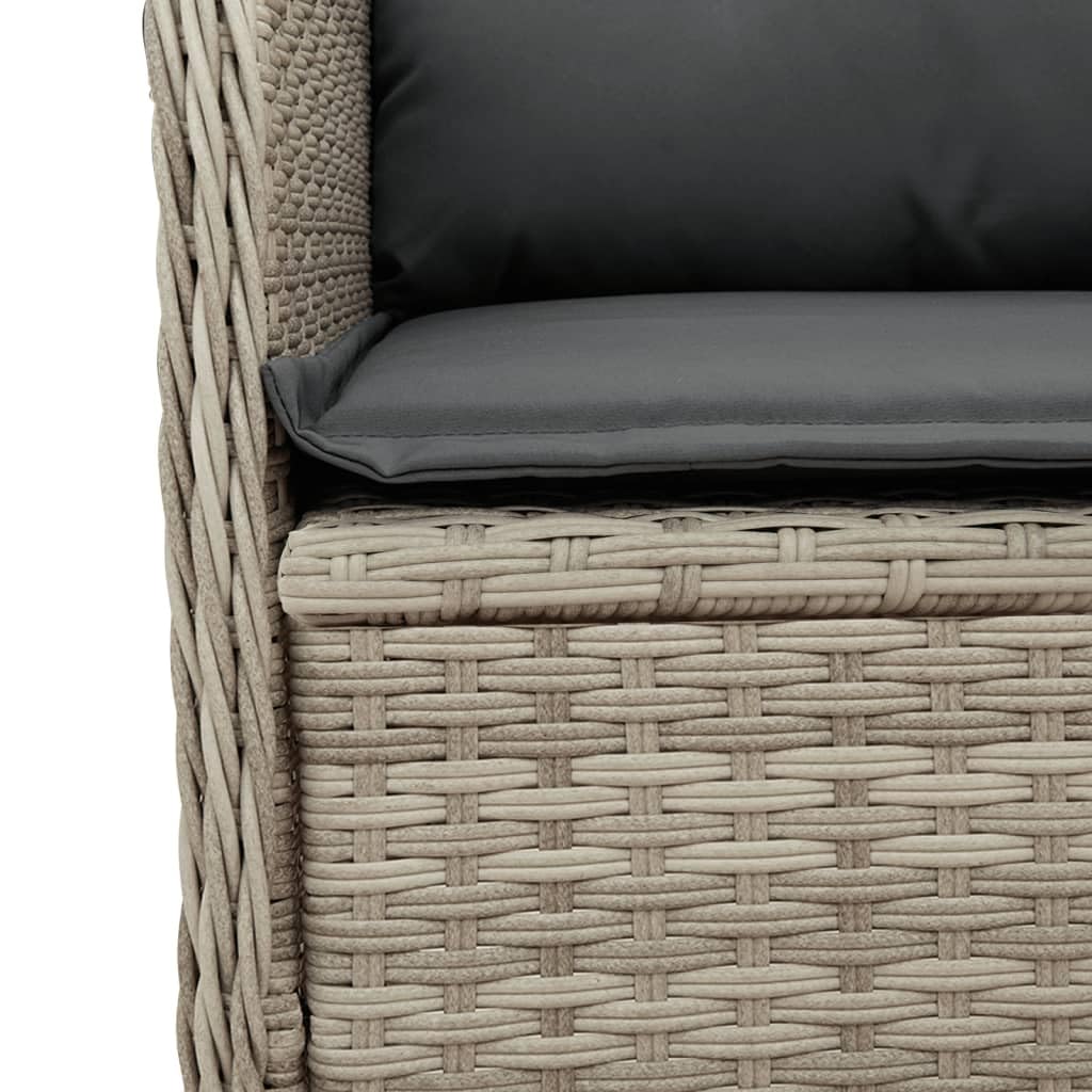 Poltrona da Giardino con Cuscino 2PZ Regolabile Grigio Chiaro Poly Rattan Resistente ai raggi UV Resistente alle intemperie per Giardino Terrazzo Balcone, Max 110kg Per Seduta