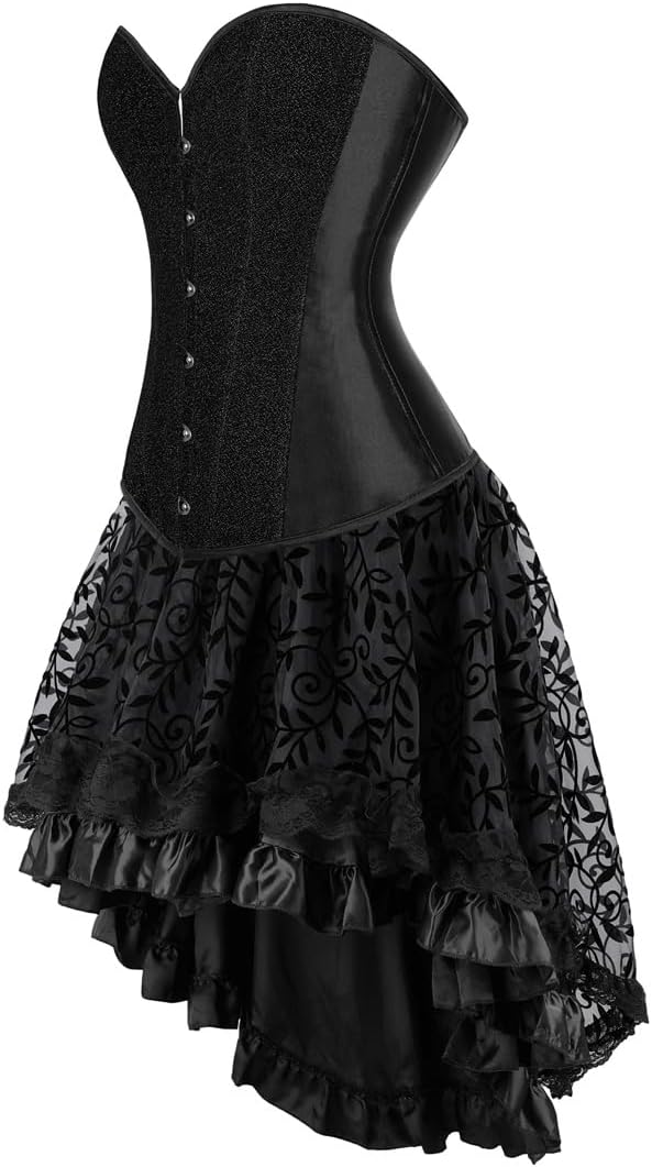 frawirshau Corset Dress Bustier Lingerie Corset Top and Steampunk Skirt Burlesque Costumes for Women Halloween Costume - Image 2