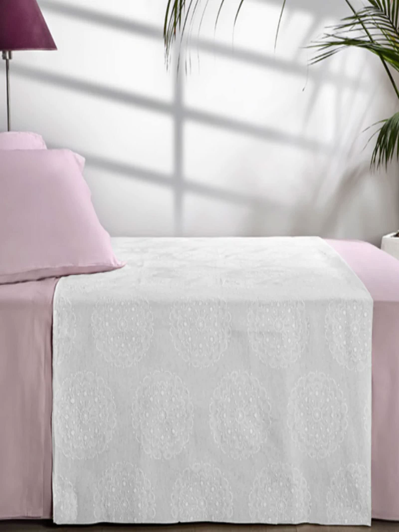 Couvre-lit en coton jacquard double BELIZE CPR blanc - Couverture grand lit ACCA 24