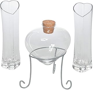 Heart Shaped Glass Sand Ceremony Set (4 Piece kit) Includes Heart Bottle...