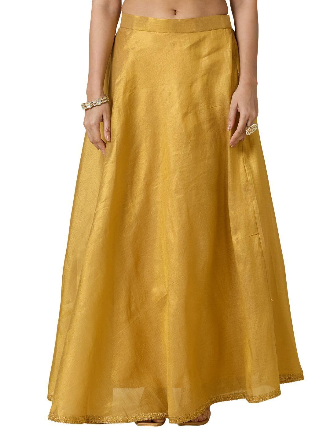 studio shringaar Women's Shimmer Silk Skirt Lehenga with 4 Meters Flare (Free Size)-picture-14