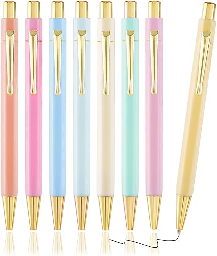 Bolígrafos hexagonales de gel de plástico dorado, 8 unidades, escritura suave y tinta negra de 0.028 in, bonitos bolígrafos para mujeres, hombres y