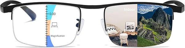 KISSOUL Photochromic Progressive Multifocus Reading Glasses Anti-blue Light Transition Multifocal Readers Clear Sunglasses