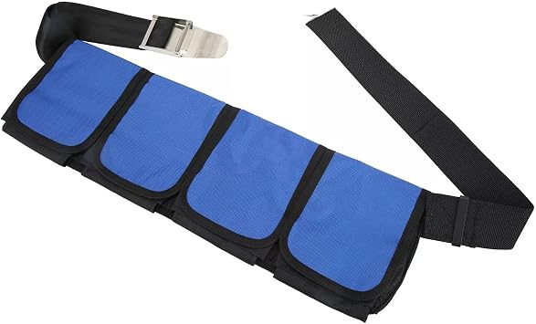 Weight Belt with 4 Pockets Release Buckle Diving Pocket Weight Belt Adjustable Weight Pouches Belt for Man