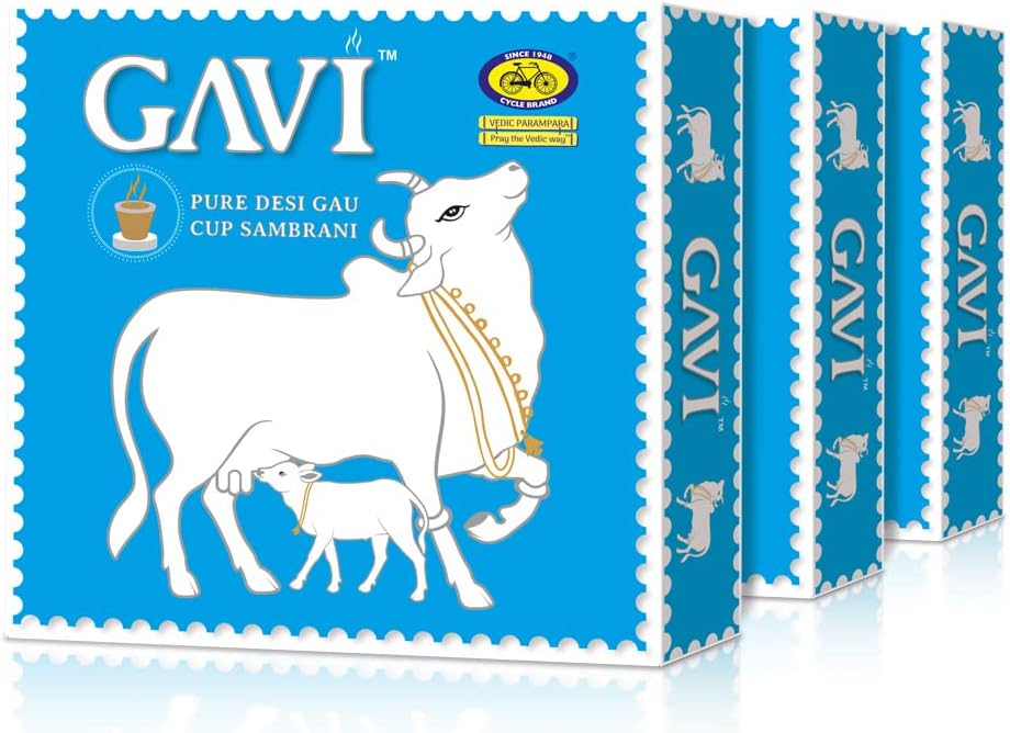 Cycle Pure Gavi Cow Dung Sambrani Dhoop Cups for Pooja (36 pcs) | Havan Cups for Pooja, Home & Festivals | Guggal/Loban Dhoop Original | Cow Dung Dhoop | Pack of 3 (12 Cups/pack + 1 burner plate/pack)