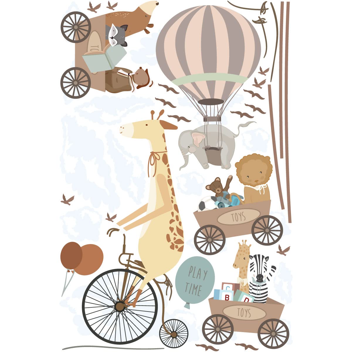 Children's Wall Stickers - Baby Room Decoration - Children's Bedroom Wall Sticker - Elephant and Friends - Height 90 x Length 60 cm - Image 4